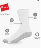 Hanes Men's Double Tough Crew Socks, 12-Pair Pack