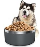 WENBOKMIN Stainless Steel Dog Bowls for Large Dogs, 64 Ounces/8 Cup Dog Food and Water Bowl, Double Wall Weighted Dog Dish, Rustproof Metal Pet Bowls with Non Slip Silicone Base