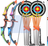 Bigdream Detachable Kids Bow and Arrow Toy 2 Sets, LED Light Up Archery Toys with Suction Cups Arrows, Outdoor Indoor Shooting Games Toys for Boys Grils Birthday Gifts