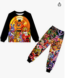 Boys Five Horror Bear Tee Pants Little Kids Cartoon Movie Game Shirt Set 2PCS Long Sleeve Clothes Outfit