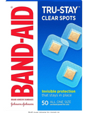 Band-Aid Brand Tru-Stay Clear Spots Bandages for Discreet First Aid, All One Size, 50 Count