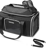 Petskd Top-Expandable Pet Carrier 17x11x9.5 Inches Alaska Airline Approved, Soft-Sided Carrier for Small Cats and Dogs with Locking Safety Zippers and Anti-Scratch Mesh(Black)