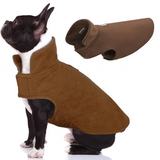 DENTRUN Windproof Winter Warm Fleece Small Dog Coat Reversible Puppy Jacket Reflective Soft Pet Vest, Cold Weather Dog Sweater Apparel Leash Access Overcoat for Small Breeds, Brown, XS