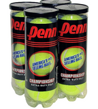 Penn Championship Tennis Balls - Extra Duty Felt Pressurized - 4 Cans, 12 Balls