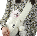 NATUYA Small Dog Carrier Sling Cat Sling,Adjustable Strap Hand Free Pet Puppy for Outdoor Traveling Subway (White, Canvas)