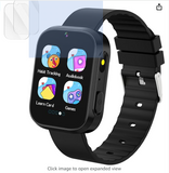 BIGGERFIVE Kids Smart Watch for 4-10 Year Old Boys, Solid Touchscreen with 22 Fun Games HD Camera Video & Music Player Audiobooks Learning Cards, Birthday Toy Gifts for Young Ages Children Black