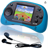 EASEGMER 16 Bit Kids Handheld Games Built-in 220 HD Video Games, 2.5 Inch Portable Game Player with Headphones - Best Travel Electronic Toys Gifts for Toddlers Age 3-10 Years Old Children (Blue)