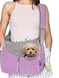 PetAmi Small Dog Sling Carrier, Soft-Sided Crossbody Puppy Carrying Purse Bag, Adjustable Sling Pet Pouch to Wear Medium Dog Cat Travel, Dog Bag for Traveling, Breathable, Poop Bag Dispenser, Purple