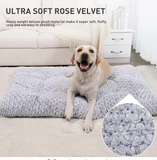 Washable Dog Bed Deluxe Plush Dog Crate Beds Fulffy Comfy Kennel Pad Anti-Slip Pet Sleeping Mat for Large, Jumbo, Medium, Small Dogs Breeds, 35" x 23", Gray