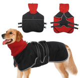 T'CHAQUE Warm Dog Winter Coat Pet Cold Weather Jackets with Leash Hole, Windproof Reflective Turtleneck Dog Fleece Vest Coats,Thick Fleece Lining Puppy Clothing for Small Medium Large Dogs, Red,XL
