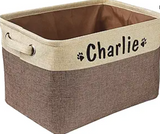 PET ARTIST Collapsible Dog Toy Storage Basket Bin with Personalized Pet's Name - Rectangular Box Chest Organizer for Dog Clothing,Dog Apparel & Accessories