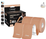 CKeep Kinesiology Tape (2 Rolls), Original Cotton Elastic Premium Athletic Tape,33 ft 40 Precut Strips in Total,Hypoallergenic and Waterproof K Tape for Muscle Pain Relief and Joint Support