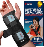 FEATOL Wrist Brace for Carpal Tunnel, Adjustable Night Wrist Support Brace with Splints Right Hand, Small/Medium, Hand Support for Arthritis, Tendonitis, Sprain, Injuries, Wrist Pain