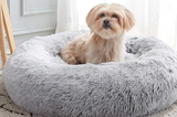 WESTERN HOME WH Calming Dog & Cat Bed, Anti-Anxiety Donut Cuddler Warming Cozy Soft Round Bed, Fluffy Faux Fur Plush Cushion Bed for Small Medium Dogs and Cats (20"/24"/27"/30")