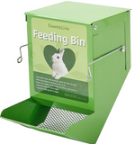 CounttyLivin Metal Small Animal Feeder with Lid, Heavy Duty Rabbit Feeder, Large Capacity Rabbit Food Dispenser, Great for Rabbit, Guinea Pigs, Chinchillas and Other Small Animals. (4.6 inch, Green)