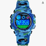 Tonnier Watch Kids Sports Watch Multi Function Digital Watches Colorful LED Display Waterproof Wristwatches for Children with PU Band