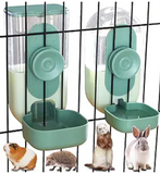 Kenond 35oz Hanging Automatic Pet Food Water Dispenser, Auto Gravity Pet Feeder and Waterer Set, Cage Cat Food Bowl Dog Feeding Station for Puppy and Kitten Rabbit Chinchilla Hedgehog Ferret (Green)