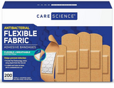 Care Science Fabric Adhesive Bandages, 200 ct Bulk Assorted Sizes | Flexible + Breathable Protection Helps Prevent Infection for First Aid and Wound Care