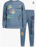 Nickelodeon Teenage Mutant Ninja Turtles Boys 2 Piece Sweatshirt and Pant Sets for Toddlers and Big Kids – White