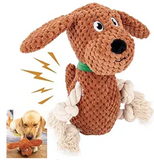 Dog Toys Squeaky Plush Toys, Cute Stuffed Dog Chew Toys, for Small Medium Large Dogs Pet Birthday Gifts Brown