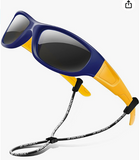 RIVBOS Kids Sunglasses Polarized UV Protection Flexible Rubber Glasses Shades with Strap for Boys Girls RBK037