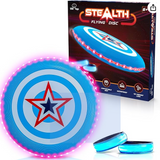 USA Toyz Stealth LED Flying Disc- Light Up Disc for Adults and Kids, 49 LEDs Glow in The Dark Disk, 2 LED Arm Bands, Sport Golf Ultimate Disc Outdoor Game Set, Waterproof Glow Hover Discs (Red/Blue)