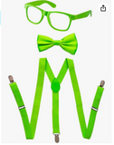 Dress Up America Neon Suspender, Bow-tie, Sunglasses, Accessory Set - Adult and Kids Size Suspenders