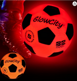 GlowCity Glow in The Dark Soccer Ball- Light Up, Indoor or Outdoor Soccer Balls with 2 LED Lights and Pre-Installed Batteries - Gift Ideas for Teen Boys and Girls