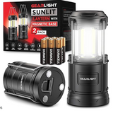 GearLight Camping Lantern - 2 Portable, LED Battery Powered Lamp Lights, Magnetic Base and Foldable Hook for Emergency Use or Campsites - Stocking Stuffer Gifts for Men