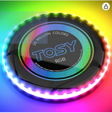 TOSY Flying Disc - 16 Million Color RGB or 36 or 360 LEDs, Extremely Bright, Smart Modes, Auto Light Up, Rechargeable, Cool Fun Christmas, Birthday & Camping Gift for Men/Boys/Teens/Kids, 175g frisbee