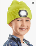 Ocatoma Gifts for Kids Boys Girls Beanie Warm Hat with Light LED USB Rechargeable Headlight Winter Knit Cuffed Hat Unisex