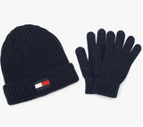 Tommy Hilfiger boys Fisherman Rib Cuff Hat and Gloves Set