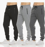 PURE CHAMP Mens 3 Pack Fleece Active Athletic Workout Jogger Sweatpants for Men with Zipper Pocket and Drawstring Size S-3XL