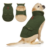 ASENKU Warm Dog Winter Coat Fleece & Turtleneck Dog Puffer Jacket with Pockets Waterproof Pet Cold Weather Clothes with Leash Hole for Medium Large Dogs