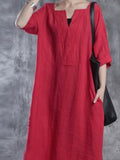 Casual V Neck Shift Casual Half Sleeve Dress