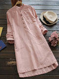 Casual Buttoned Stand Collar Dresses