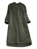 Casual Buttoned Stand Collar Dresses