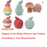 Custom Logo New Design Baby Stacking Teething Toy Soft Building Stacker Block Squeeze Toy Baby Sensory Toys Wholesale