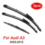 Toolhuk Front Rear Wiper Blades Set Suitable For Audi A3 8P 2005-2012 Windshield Windscreen 24"+19"+13"