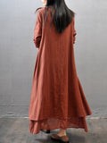 Crew Neck Women Dress Asymmetrical Daytime Solid Maxi Dress