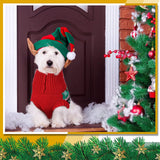 2 Pieces Pet Turtleneck Sweater Cats Dogs Christmas Footprints Snowflake Sweater Dog Red and White Santa Claus Knitwear Puppy Warm Xmas Pullover Clothes for Pets Holiday Winter Clothes