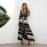 Women Lady Boho Kimono Sleeve Floral Long Maxi Summer Beach Dress Sundress