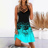 SEXY Womens Floral Sleeveless Dress Lady Casual Summer Beach Mini Swing Sundress