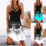 SEXY Womens Floral Sleeveless Dress Lady Casual Summer Beach Mini Swing Sundress