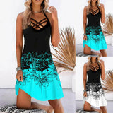 SEXY Womens Floral Sleeveless Dress Lady Casual Summer Beach Mini Swing Sundress