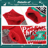 2 Pieces Pet Turtleneck Sweater Cats Dogs Christmas Footprints Snowflake Sweater Dog Red and White Santa Claus Knitwear Puppy Warm Xmas Pullover Clothes for Pets Holiday Winter Clothes