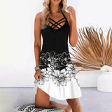 SEXY Womens Floral Sleeveless Dress Lady Casual Summer Beach Mini Swing Sundress