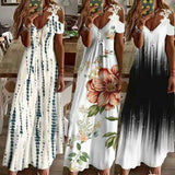 Womens Summer Print Long Dress Ladies Boho Beach Holiday Maxi Cami Sundress US