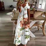 Womens Summer Print Long Dress Ladies Boho Beach Holiday Maxi Cami Sundress US