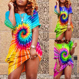 Plus Size Women's Summer Tie Dye T-Shirt Dress Sundress Casual Loose Long Top US